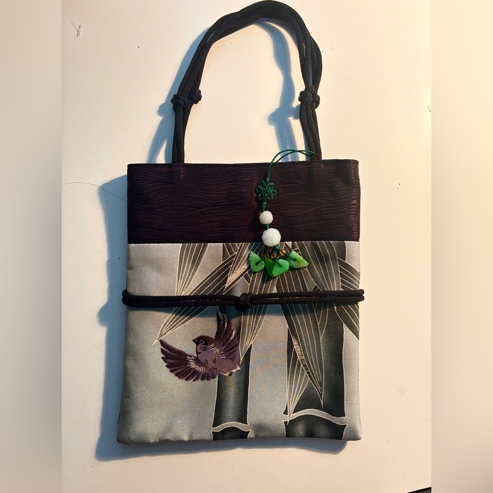 Asian inspired 100% Silk Evening purse pouch